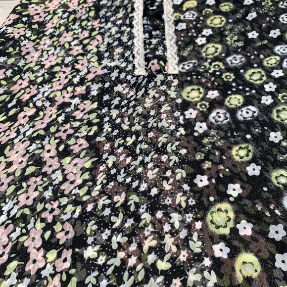 Fire Los Angeles Black Sheer Floral Top Size Small - Picture 3 of 7